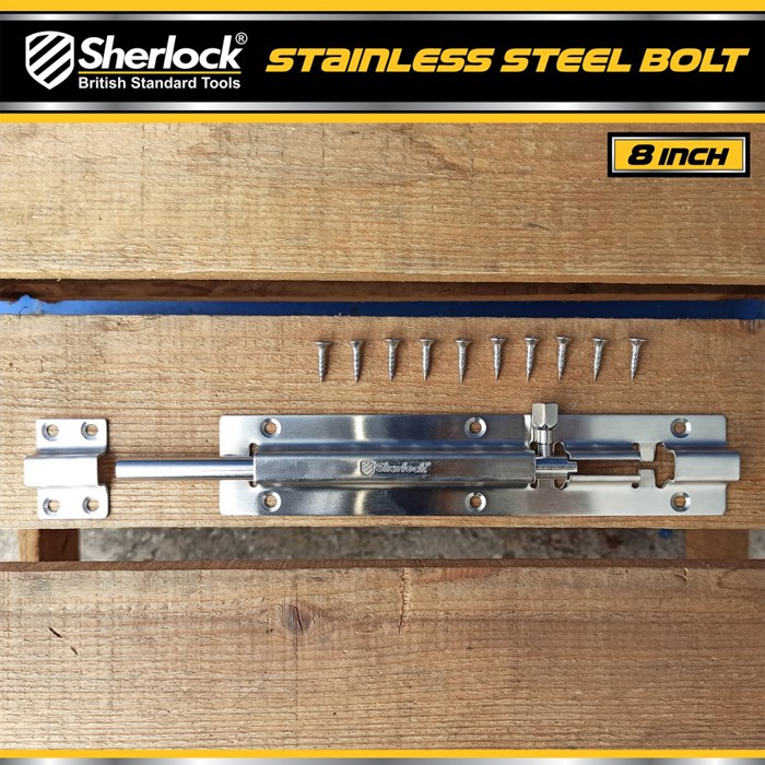 Grendel Slot Kunci Pintu 8 inch / Sherlock Stainless Steel