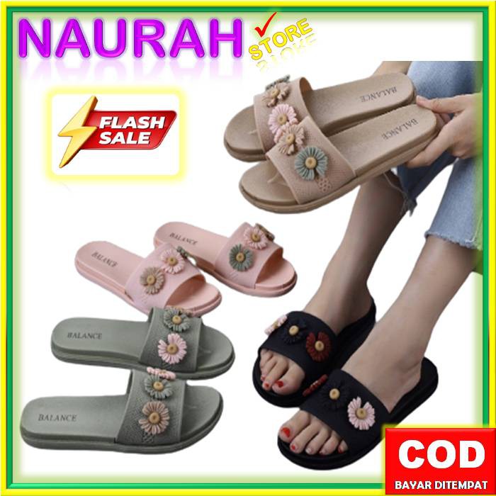 SANDAL WANITA BALANCE 956 22 SLOP 3 BUNGA BLC 956-22 ORIGINAL RUBBER EMPUK LENTUR NICE LOVE FLOWER