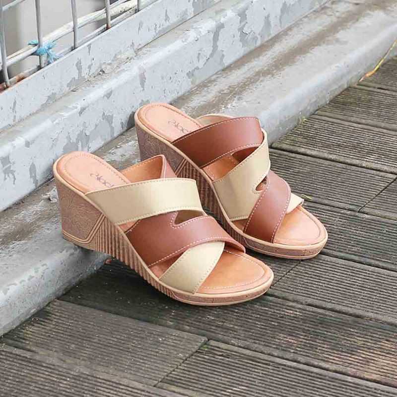 Sandal wedges wanita super premium high quality garansi original