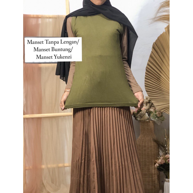 Inner Manset Basic Kutung Jersey / Manset OBLONG Polos / Manset Buntung Dalaman tanpa lengan