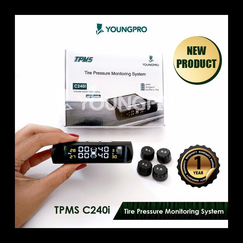 New Youngpro Tpms C240I Pompa Angin Pengukur Tekanan Ban Digital Garansi