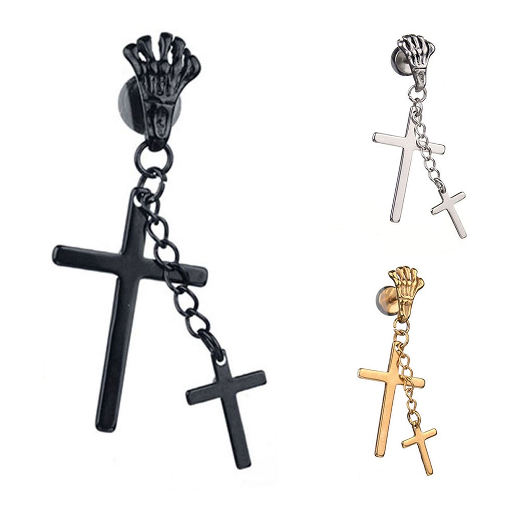 Hu Hu Hu Hu Hu Alat Bantu Pasang Kacamata♡ 1pc Anting Tusuk Gantung Wanita Desain Kaki Tengkoraksalib Ganda Gaya Unik Untuk Pesta Cocktailclub