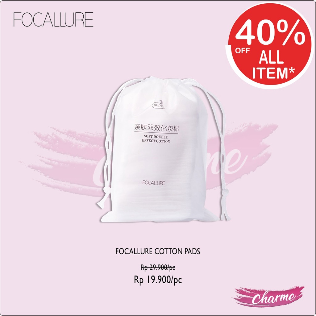 (READY &amp; ORI) Focallure Cotton Pads Kapas Pembersih Wajah Make Up 40pcs - With Pouch