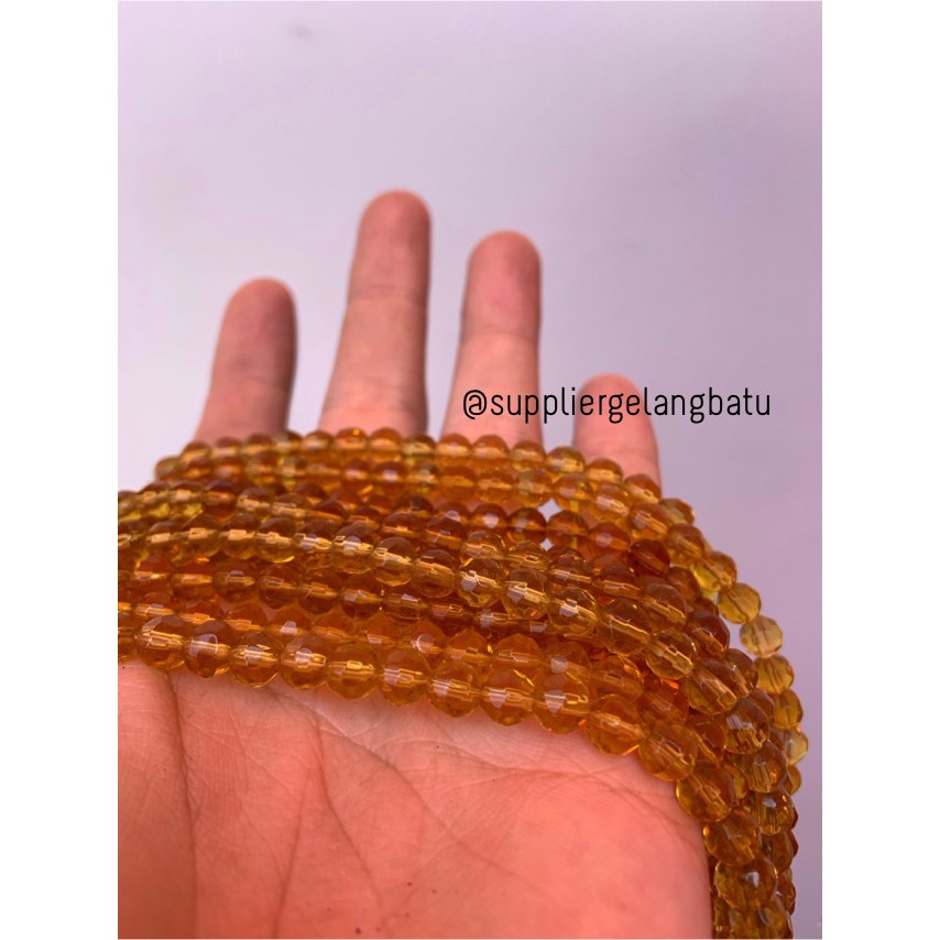 kristal bola dunia cutting 6mm kuning ceko bulat craft yellow beading