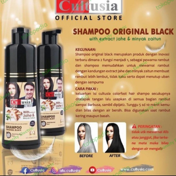 NEWS CULTUSIA Shampoo ORIGINAL Black with Jahe &amp; Olive oil PENGHITAM RAMBUT