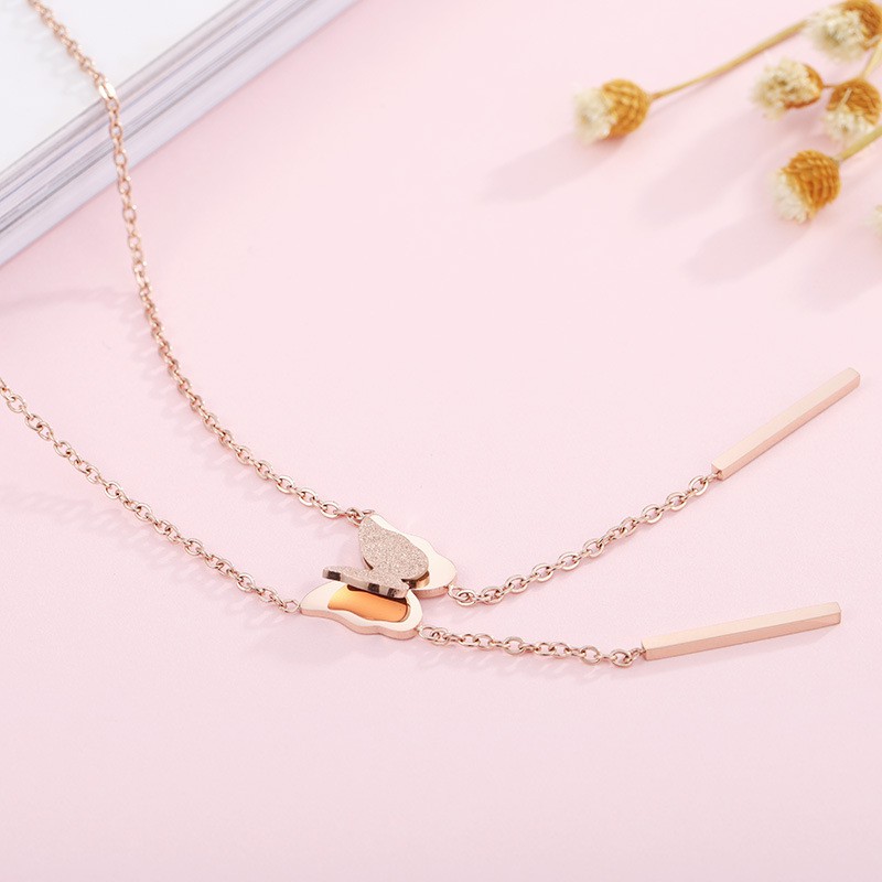 Kalung murah model kupu kupu cantik bahan titanium mini korea hadiah cewek anti karat KK153