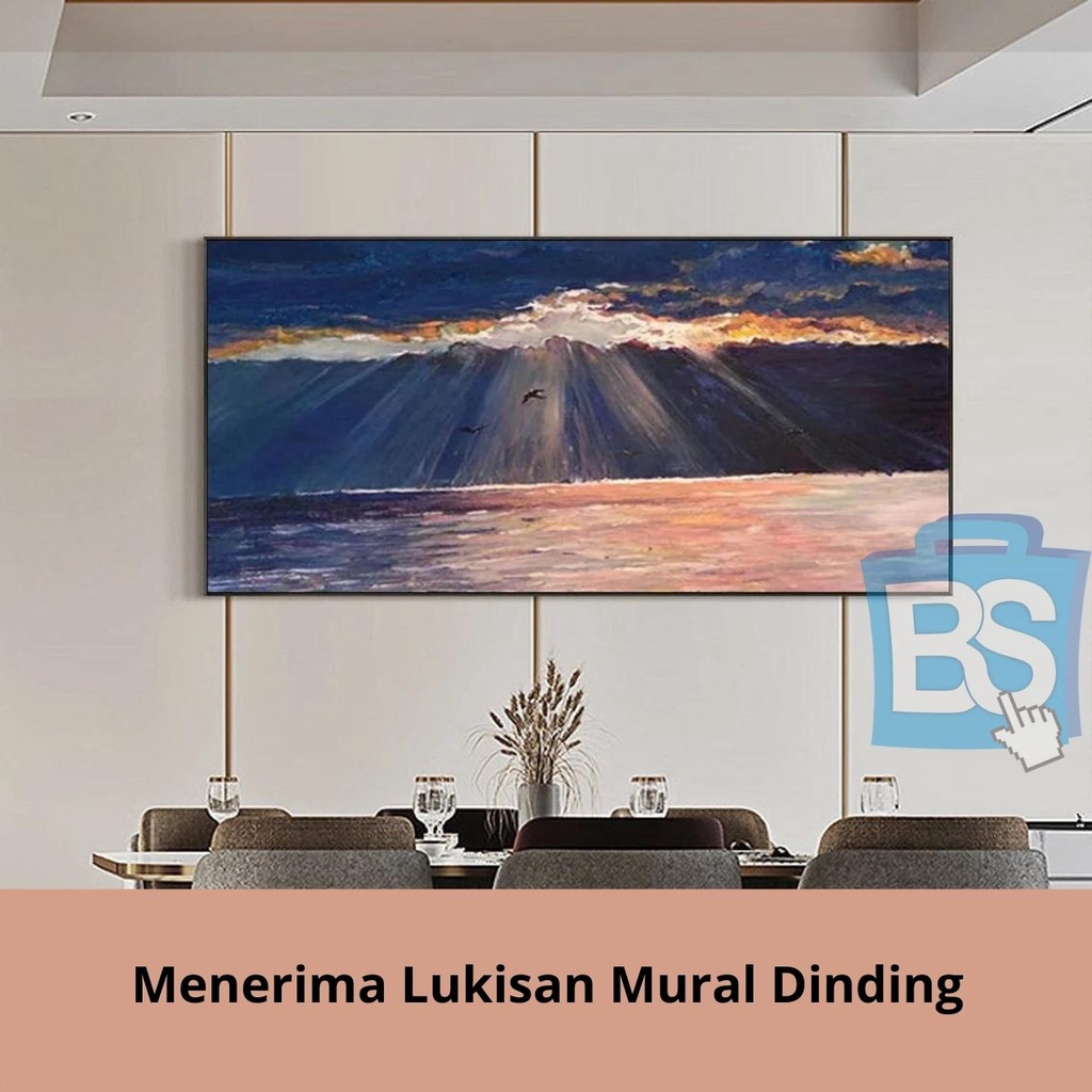 lukisan minyak matahari dan awan di atas kanvas lukisan pemandangan pemandangan laut lukisan ruang t