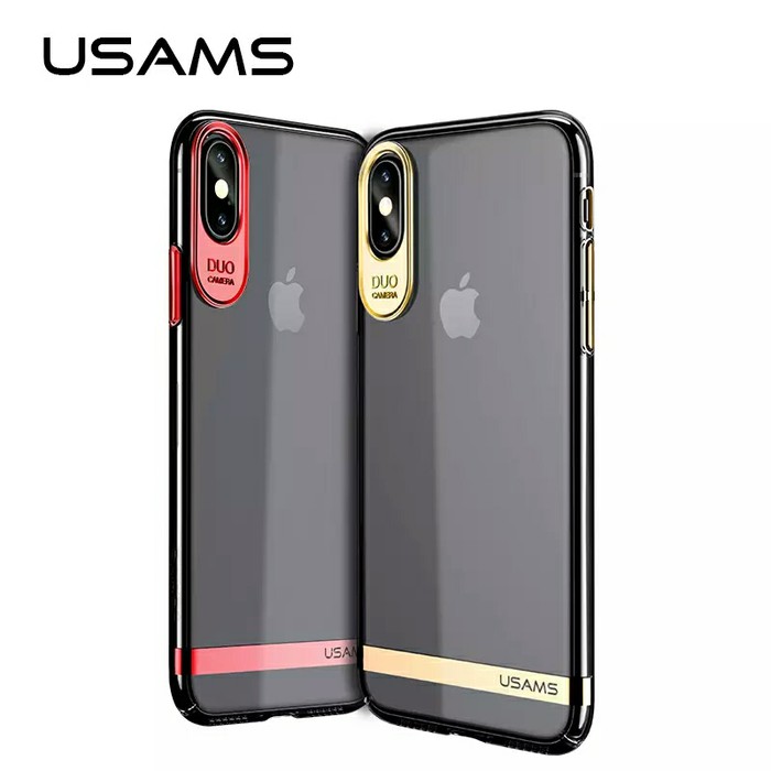 TERMURRAAHH  USAMS ORIGINAL Q-PLATING SERIES CASE FOR IPHONE X - Merah .