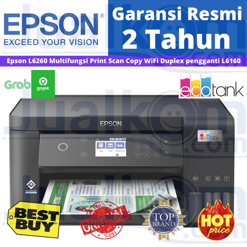 Printer Epson EcoTank L 6260 A4 Printer Scan Copy Wi-Fi Duplex Pengganti L6160