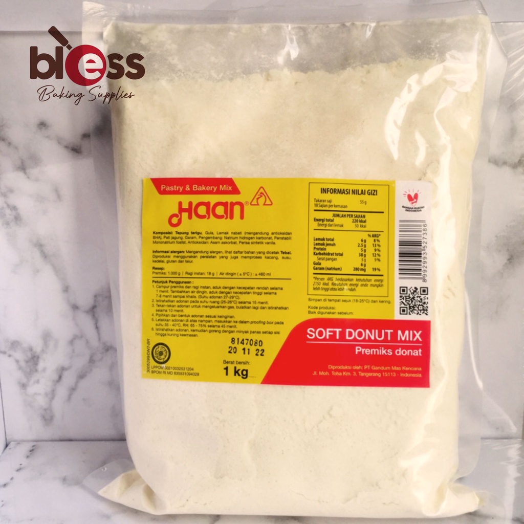Jual HAAN Premix Soft Donut Mix Powder / Tepung Instant 1 KG Shopee