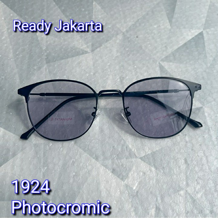 KACAMATA PHOTOCROMIC 1924 KOTAK BLUERAY ANTI RADIASI FRAME OPTIK VINTAGE FASHION IMPORT