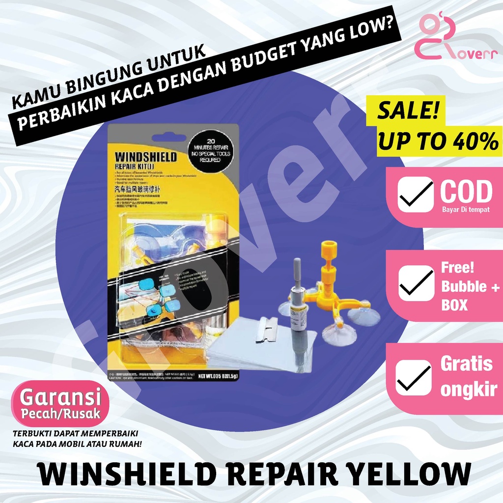 Obat Lem Kaca Mobil Hp LCD Retak Windshield Glass Repair Kit Sealent Perawatan Mobil WSK2