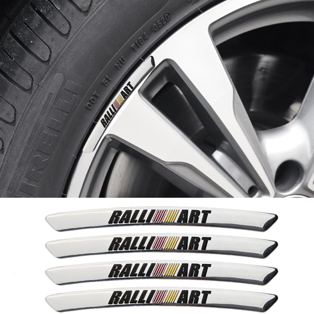 4pcs Stiker Dekorasi Velg Mobil Untuk Mitsubishi RALLIART ASX Lancer 9 10 L200 Outlander Xpander Pajero