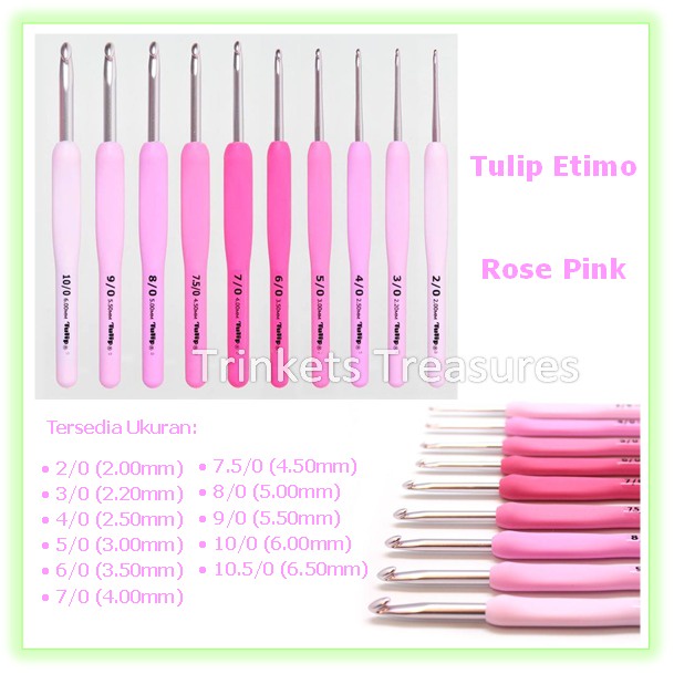 Jarum Rajut Tulip Etimo Rose Pink Hakpen Tulip Etimo Crochet Hook Alat Rajut