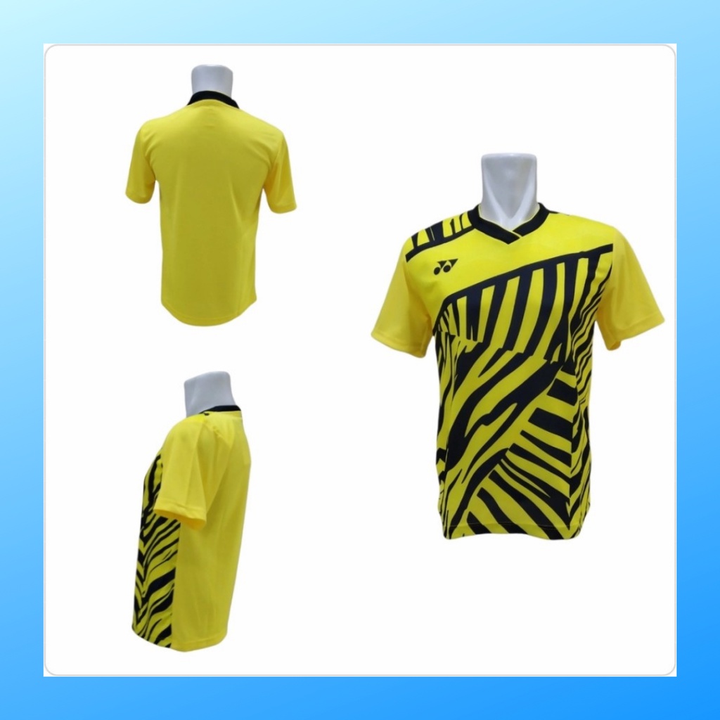 Kaos badminton pria jersey bulutangkis baju atasan jersy wanita dewasa t-shirt outfit seragam kostum olahraga casual suit pakaian jarsey oblong apparel sports jersi bulu tangkis Y168 kuning polos