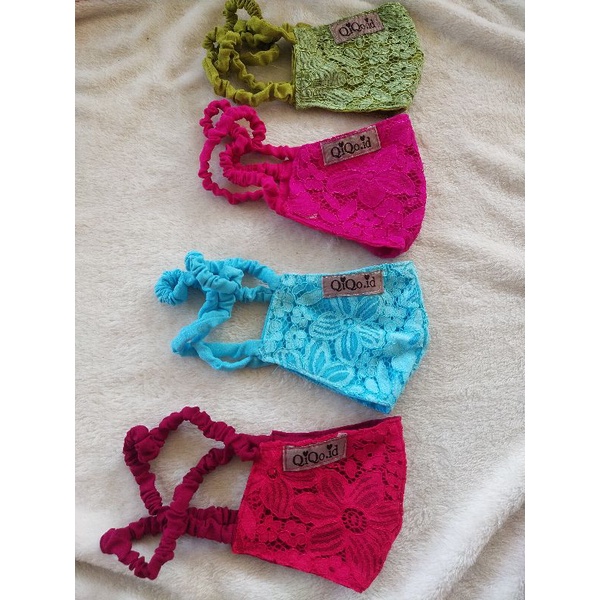 Masker Brukat by Qiqo.id √ Duckbill Terlaris Ready Bisa COD √ masker kain warna hijau fanta