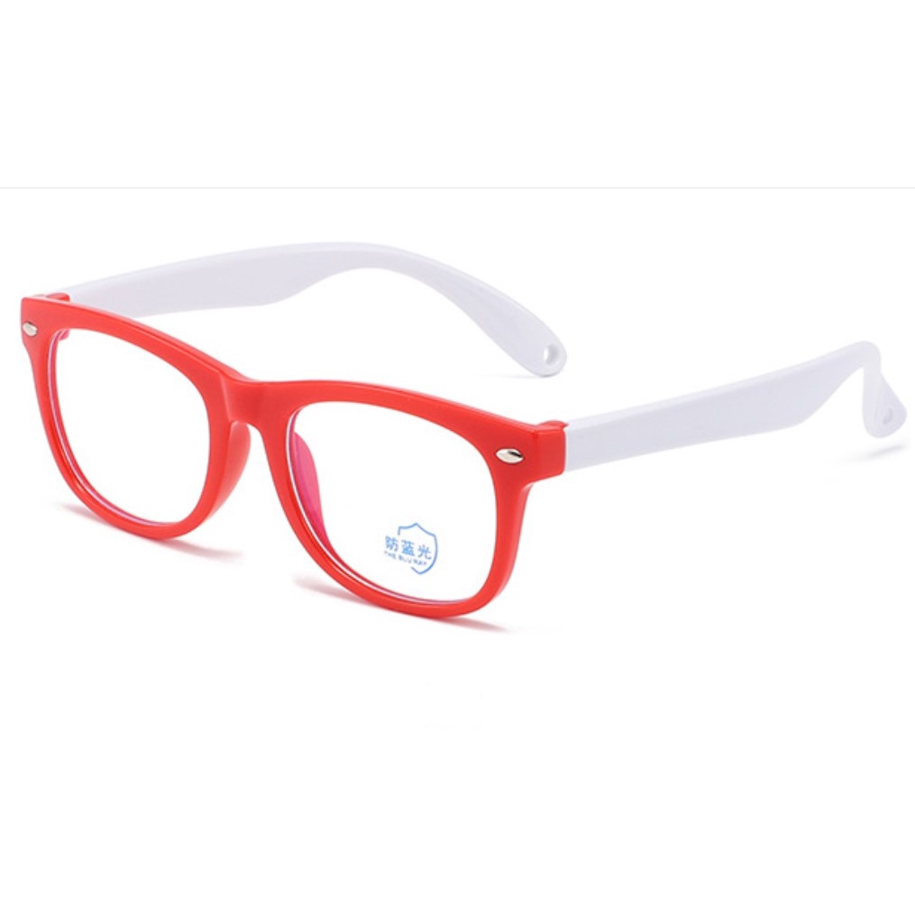 Kacamata Anak Anti Radiasi Blueray Blue Light HP Komputer Bahan Silikon Lentur Laki Laki & Perempuan-13. Merah Putih