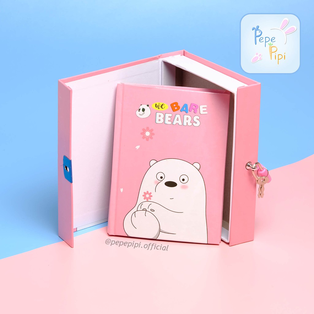 Buku Diary WBB We Bare Bear Note Book Dengan Kunci Gembok Tebal