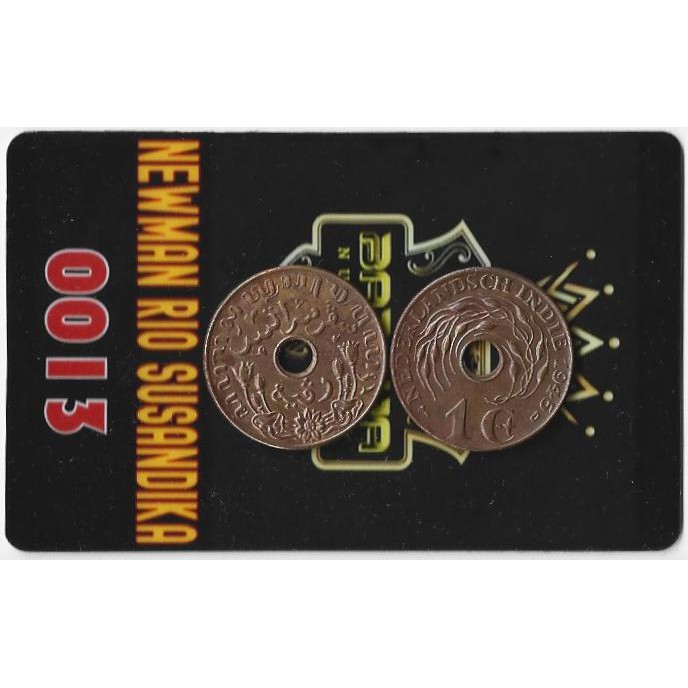 UANG JAMAN BELANDA DI INDONESIA KUNO 1 SEN TEMBAGA BOLONG TENGAH TAHUN 1945