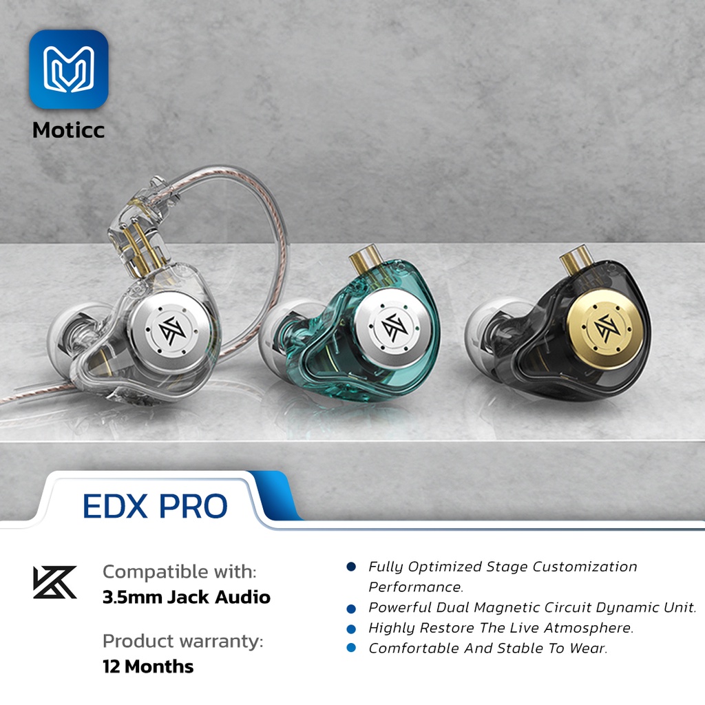 [GARANSI 1 TAHUN] KZ EDX Pro with Mic Noise Cancelling Earphone Sport Headset Heavy Bass