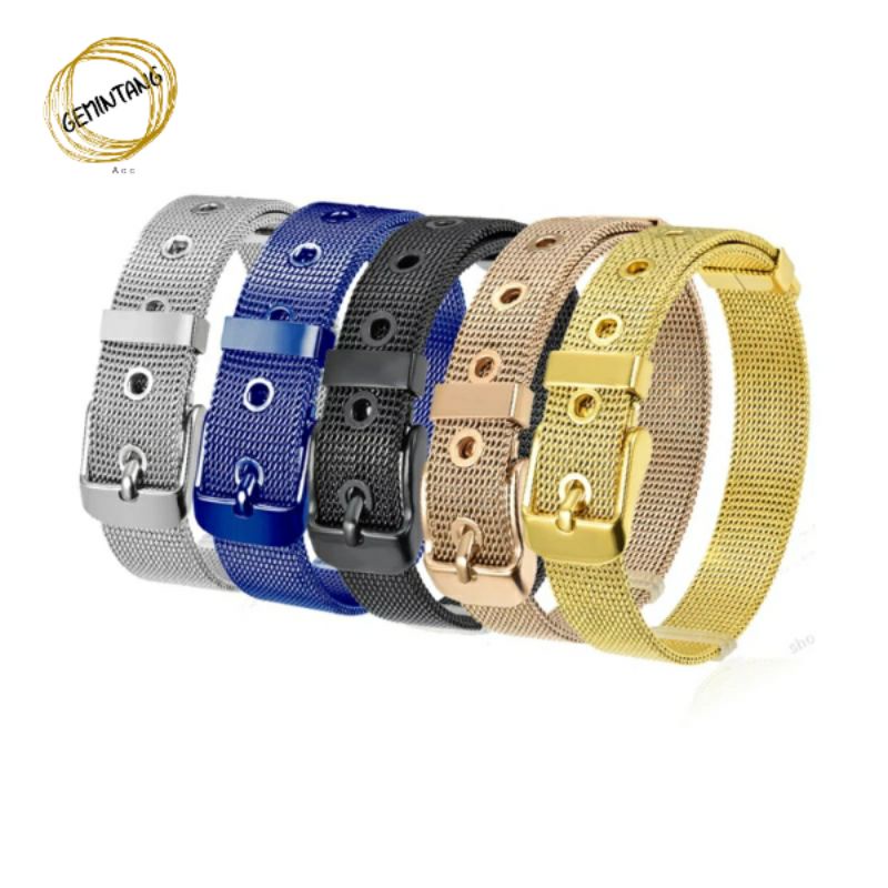 Gelang Gesper Titanium Gelang Sabuk Untuk Liontin Charm Huruf Emas