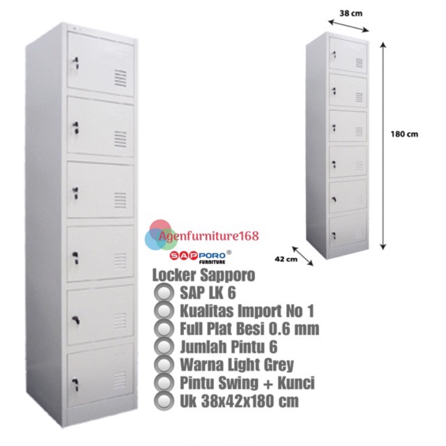 Lemari Loker Locker Cabinet 6 Pintu Full Besi Sap Lk006 Shopee Indonesia