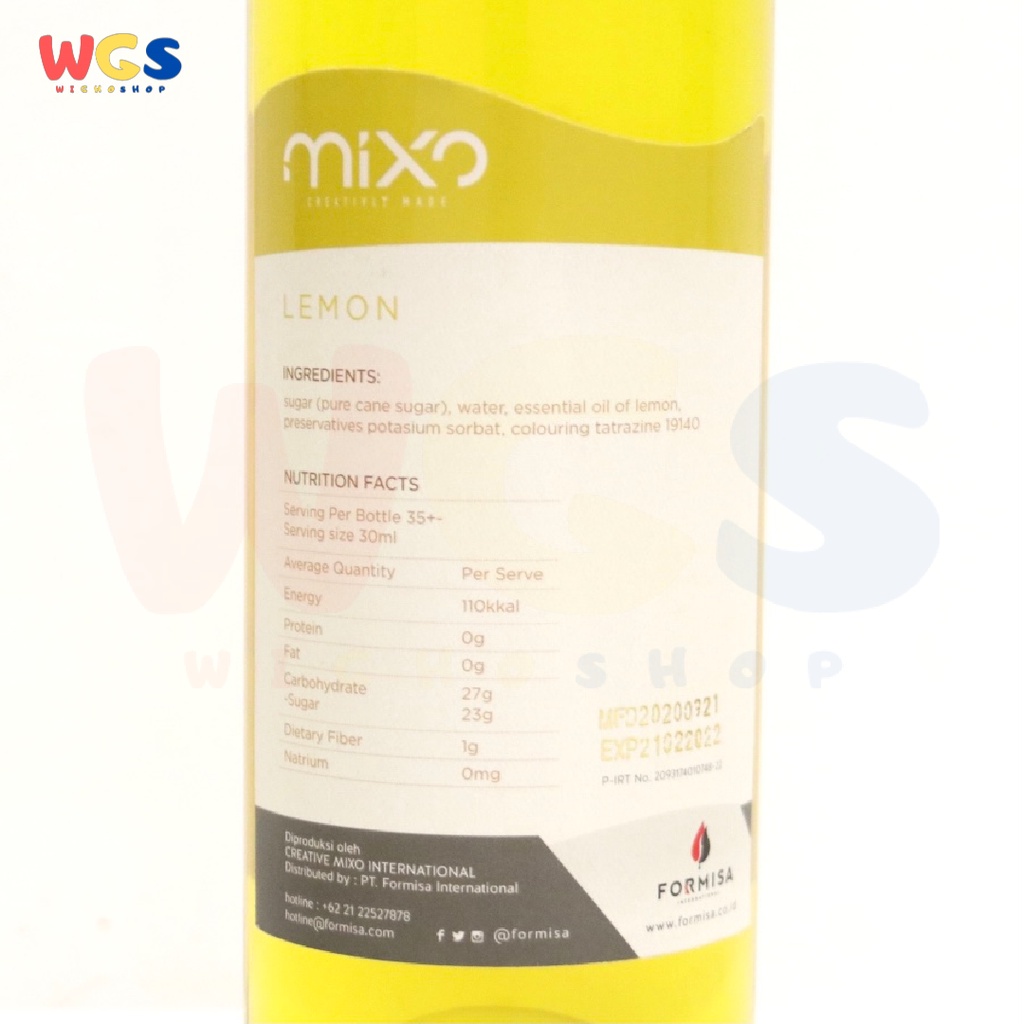 Syrup Mixo Lemon Flavored Creatively Made 750ml