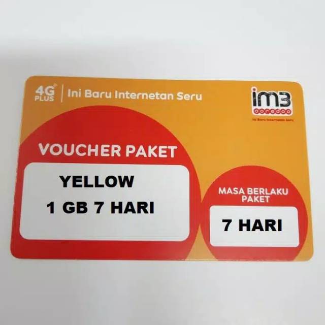 Voucher Data Indosat Yellow 1GB 7Hari - Kuota Indosat 1 GB 7 HARI