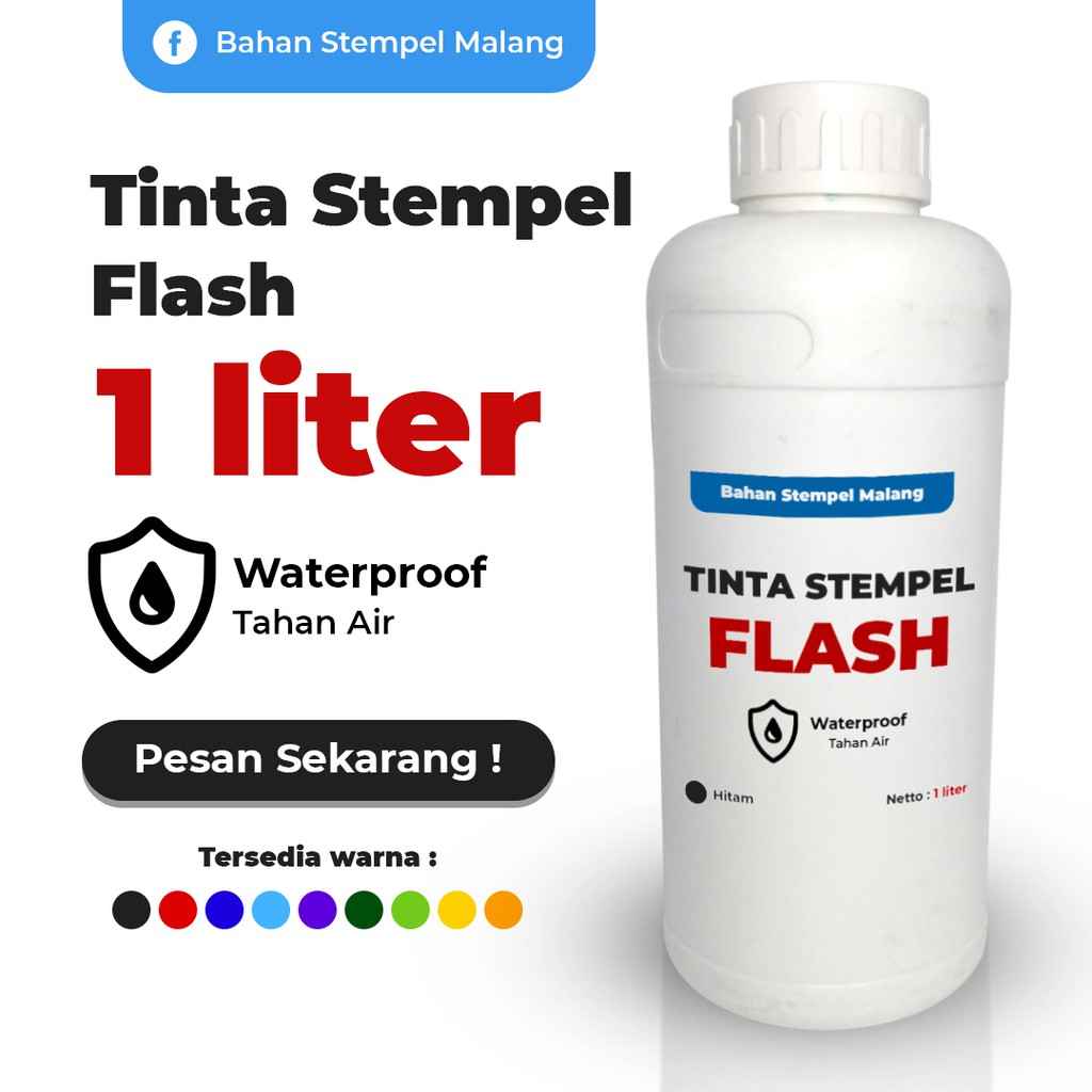 

Tinta Isi Ulang Stempel Flash 1000 ml / 1 Liter Waterproof - Khusus Untuk Kertas Bukan Plastik