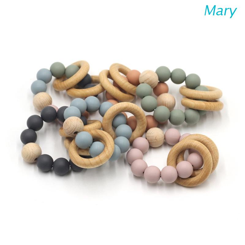 Mary Mainan Teether Bayi Bahan Silikon + Kayu Beech