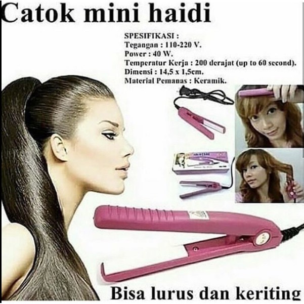 Catok rambut mini Haidi alat pelurus rambut listrik elektrik