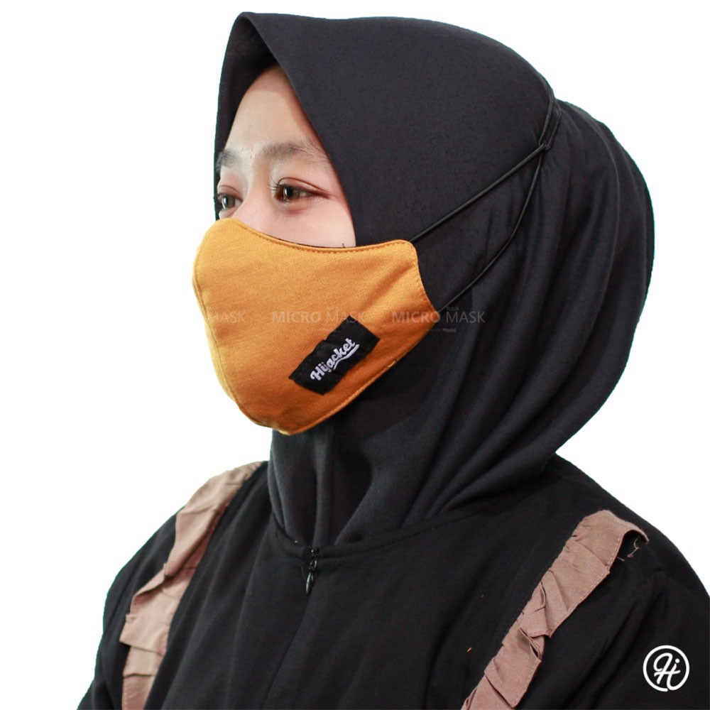 Masker Kain Headloop Pria Wanita Cowok Cewek Hijab Friendly Tali Karet Elastis Hitam Keren Hijacket-MARIGOLD