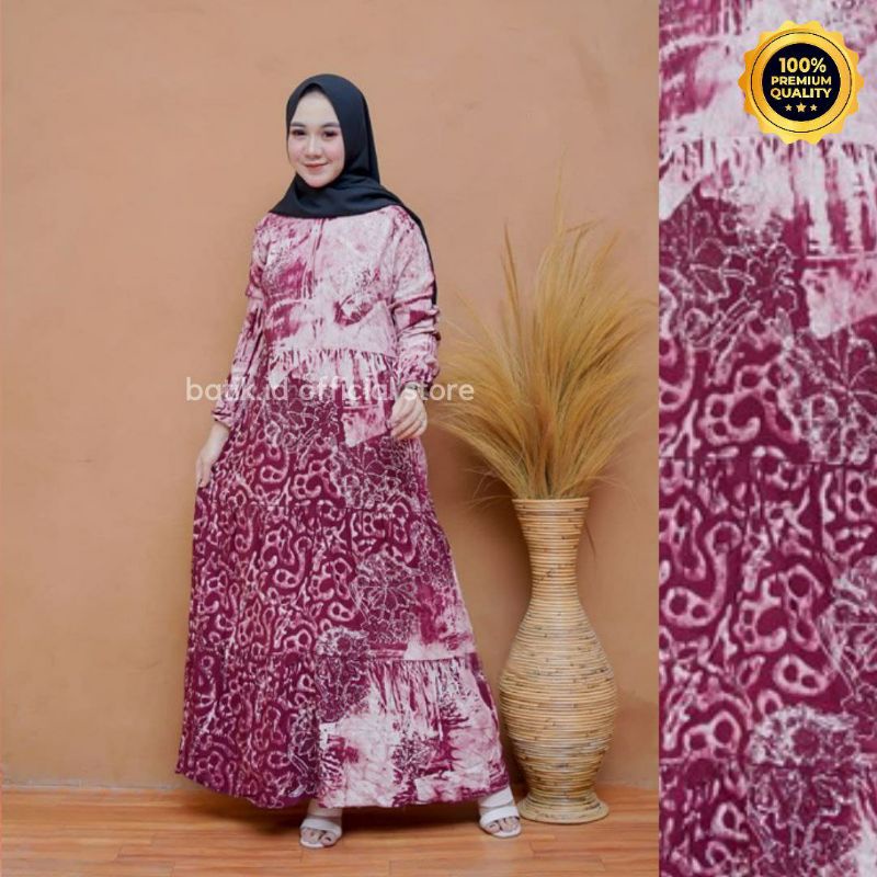 Gamis Twill Rayon Malaman Terbaru Kekinian Busui | Gamis Tiedye NEW-MD WAFFLE MAROON