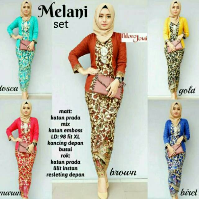 Bodycon dress melani set motif bunga kebaya modern wanita 