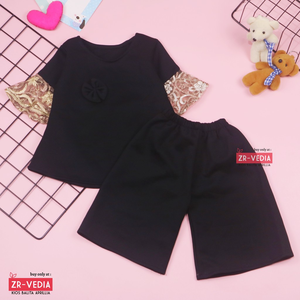 [POLOS] Setelan Lucy uk 2-3 Tahun / Baju Anak Perempuan Balita Cewek Set Atasan Blouse Kulot Import