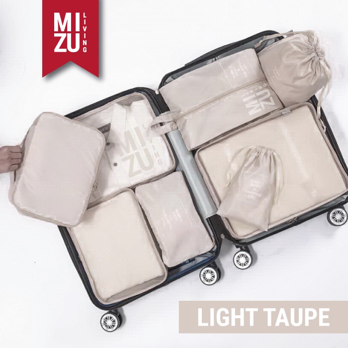 SECRET POUCH Travel Packing Cubes 8in1 Storage Bag Organizer Tas Koper POLOS-Light TAUPE