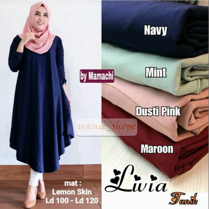 Setelan Long Tunik Jumbo Xxxl Ld 125 Polos / Setcel Polos / Oneset Pol MZ391 Livia Tunik / Termura