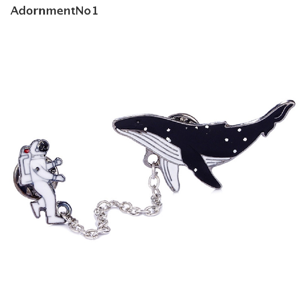 (AdornmentNo1) Bros / Pin Enamel Bentuk Astronot / Ikan Paus Kartun Untuk Aksesoris Wanita