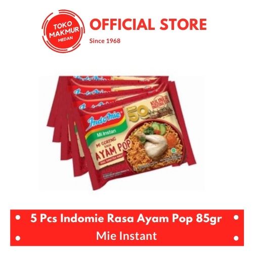 5 PCS INDOMIE MI GORENG RASA AYAM POP 85GR - KHAS SUMATERA BARAT