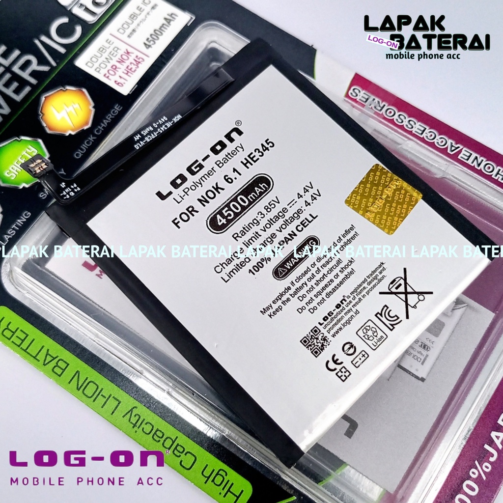 LOG - ON Baterai Nokia 6.1 HE345 | TA-1043 / TA-1045 / TA01050 / TA-1054 / TA-1068 Double IC protection Battery Batre