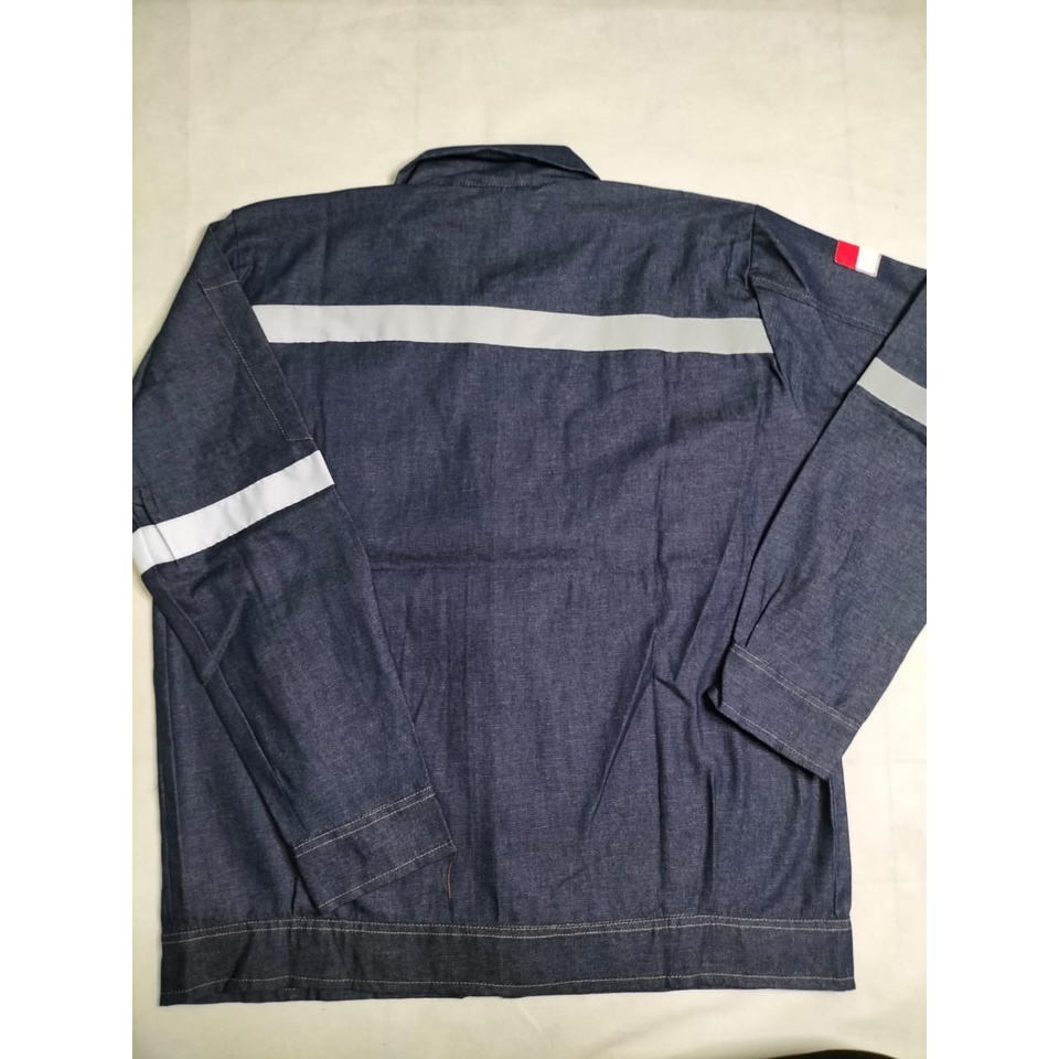 Baju Safety Kemeja Wearpack | Seragam Proyek Full Denim Bahan Jeans