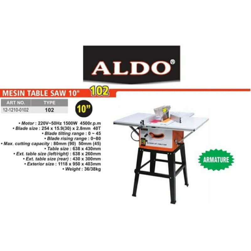 Table Saw 10" ALDO 102 Meja Alumunium