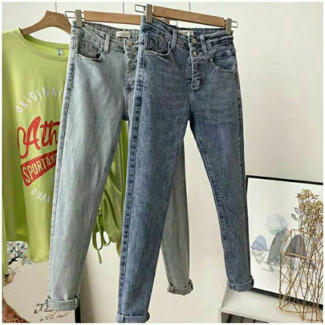  Celana  jeans  skinny highwaist kancing  dua Shopee Indonesia