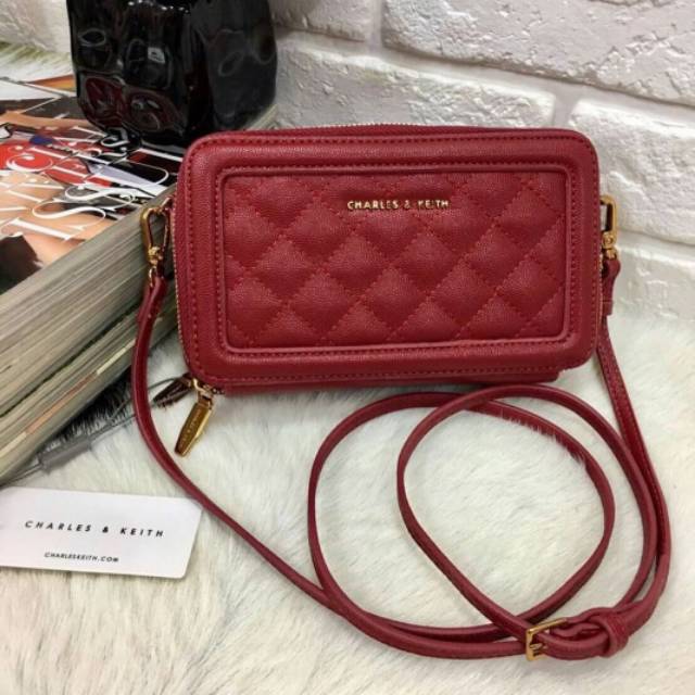 TAS CHARLES & KEITH QUILTED LONG WALLET