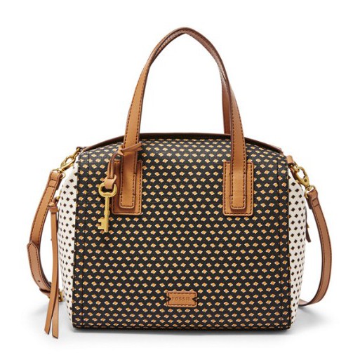 FOSSIL EMMA SATCHEL BLACK MULTI