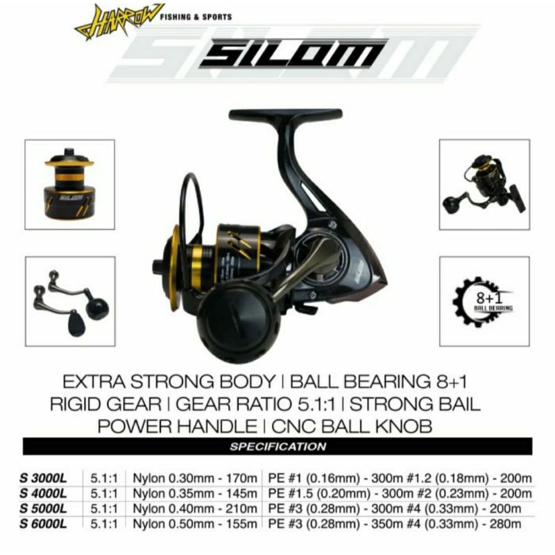 REEL SPINNING HARROW SILOM - 3000/4000/5000/6000 - POWER HANDLE - MURAH
