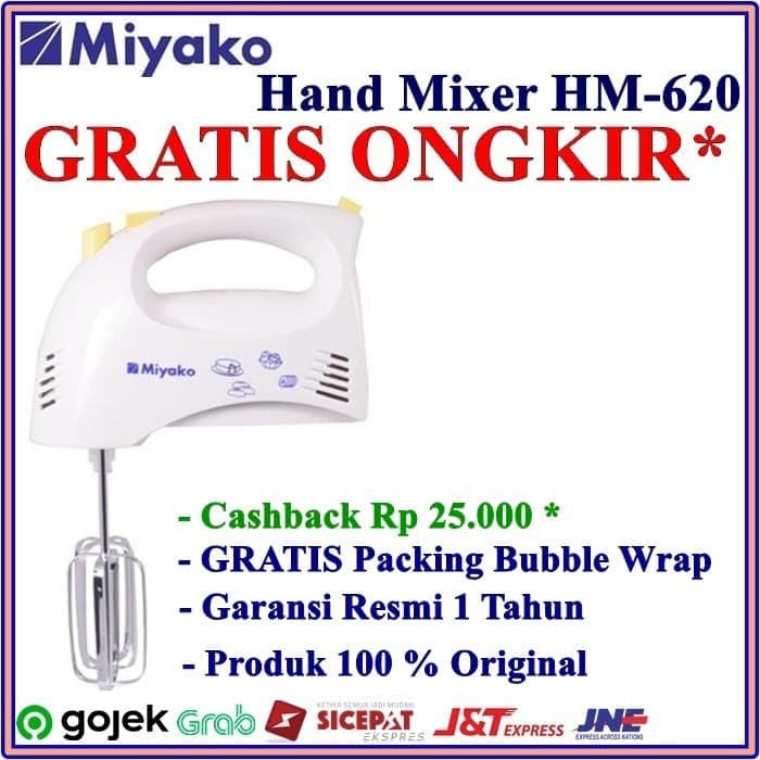 Jual MIYAKO HAND MIXER MIKSER ADONAN KUE ROTI MURAH HM-620 PUTIH ...