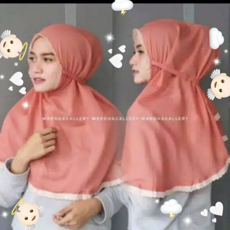 bergo moskrep renda atas bawah.