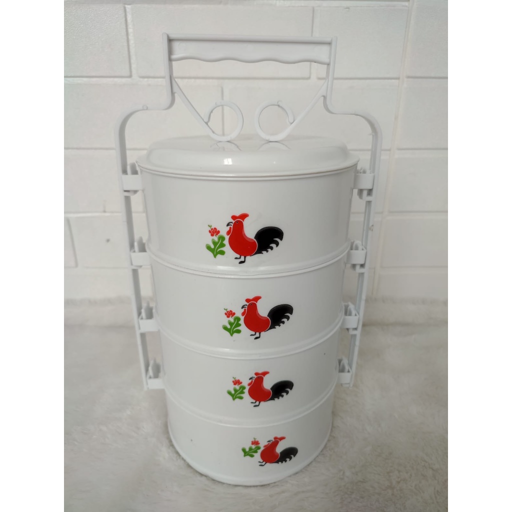 RANTANG PLASTIK AYAM JAGO / RANTANG PLASTIK AYAM JAGO 4 SUSUN / RANTANG PLASTIK PUTIH MOTIF AYAM JAG