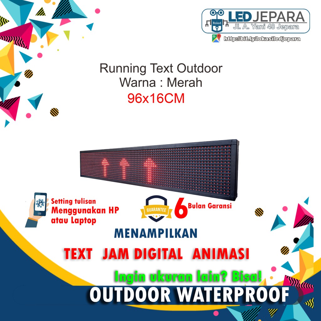 RUNNING TEXT RUNNING TEKS OUTDOOR WARNA MERAH